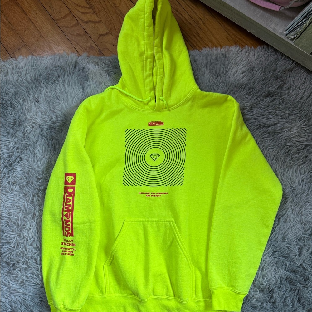 Pewdiepie Fully Stacked Diamonds Neon Yellow Hoodie